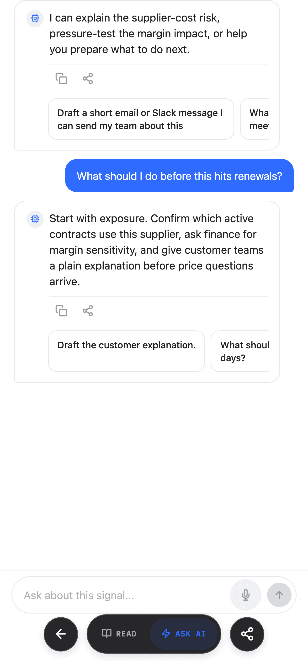 Relevant Ask AI screen